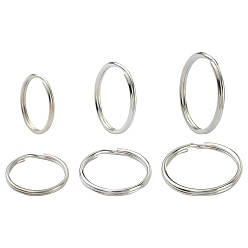 Platinum 60Pcs 3 Styles Iron Split Key Rings, Keychain Findings, Platinum, 20~30x2~3mm, Inner Diameter: 17~26mm, 20pcs/style