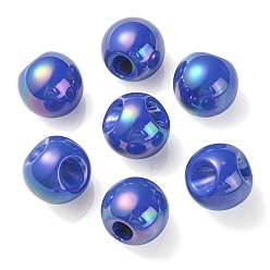 Royal Blue UV Plating Rainbow Iridescent Acrylic Beads, Round, Royal Blue, 18.5x19x19mm, Hole: 4mm
