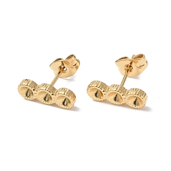 Real 18K Gold Plated Ion Plating(IP) 304 Stainless Steel Stud Earring Findings, with Rhinestone Settng and Ear Nuts, Flat Round, Real 18K Gold Plated, Fit For 2.5mm Rhinetstone, 12.5x4.5mm, Pin: 0.7mm
