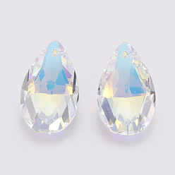 Crystal AB K9 Glass Rhinestone Pendants, Imitation Austrian Crystal, Faceted, teardrop, Crystal AB, 27.5~28x16~16.5x8~8.5mm, Hole: 1.6mm