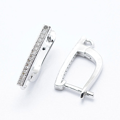 Платина Латунные серьги-кольца с застежкой сзади, платина, 19x12x2 мм, отверстие : 1 мм, штифты : 1.1 мм