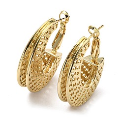 Real 18K Gold Plated Rack Plating Brass Hollow Teardrop Hoop Earrings, Lead Free & Cadmium Free, Real 18K Gold Plated, 33x27x10mm