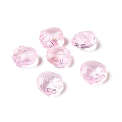 Rose Nacré Perles de verre peintes par pulvérisation transparent, impression de griffe d'ours, perle rose, 14x14x7mm, Trou: 1mm