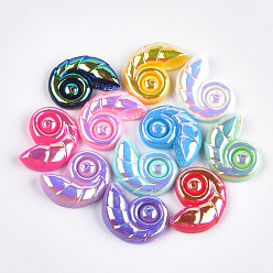 Mixed Color Resin Cabochons, AB Color Plated, Shell, Mixed Color, 22x30.5x8mm