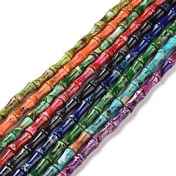 (52) Непрозрачная лаванда Натуральные имперские нитки из бисера яшмы, окрашенные, бамбуковую палку, разноцветные, 12x5 мм, отверстие : 0.5 мм, около 34 шт / нитка, 15.94'' (40.5 см)