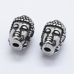 Antique Silver 316 Surgical Stainless Steel Beads, Buddha, Antique Silver, 13.5x8x9mm, Hole: 2mm