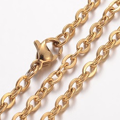 Golden Ion Plating(IP) 304 Stainless Steel Necklace, Cable Chains, with Lobster Clasps, Golden, 19.69 inch(500mm), 2mm