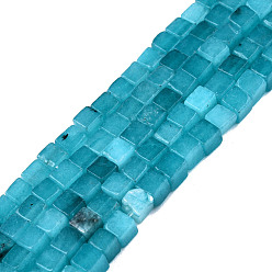 Medium Turquoise Natural White Jade Beads Strands, Dyed, Cube, Medium Turquoise, 4~4.5x4~4.5x4~4.5mm, Hole: 1mm, about 88pcs/strand, 15.16 inch(38.5cm)
