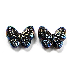 Black Acrylic Opaque Beads, AB Color, Butterfly, Black, 22x26x9.5mm, Hole: 1.8mm