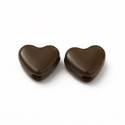 Coconut Brown Heart Spray Painted Alloy Beads, Cadmium Free & Nickel Free & Lead Free, Coconut Brown, 5x6x3mm, Hole: 1.2mm