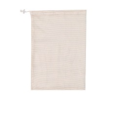 Antique White Rectangle Cotton Storage Pouches, Drawstring Bags with Plastic Cord Ends, Antique White, 33x27cm