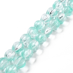 Aquamarine Transparent Glass Beads Strands, Lantern, Aquamarine, 10.5x9.5x10.5mm, Hole: 1mm, about 38pcs/strand, 15.24 inch(38.7cm)