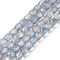Bleu Plaquer les perles de verre opaques, tonneau à facettes, bleu, 10x10mm, Trou: 1mm