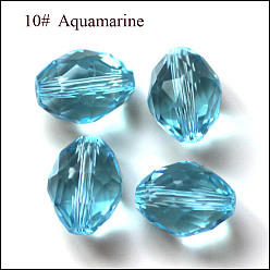 Bleu Ciel Foncé Imitations de perles de cristal autrichien, grade de aaa, facette, ovale, bleu profond du ciel, 8x6mm, Trou: 0.7~0.9mm