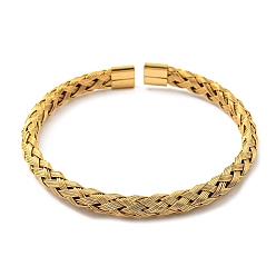 Golden 304 Stainless Steel Wire Wrap Cuff Bangles, Golden, Inner Diameter: 2-1/8 inch(5.5cm)