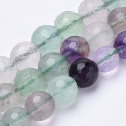 Fluorite Natural Fluorite Beads Strands, Faceted, Round, 10mm, Hole: 1.2mm, about 37pcs/strand, 15.3 inch