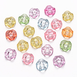 Mixed Color Transparent Acrylic Beads, Large Hole Beads, Flat Round, Mixed Color, 12.5x3.5mm, Hole: 4mm, about 2000pcs/500g
