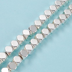 Plaqué Argent Non-magnétiques perles d'hématite synthétique brins, placage galvanique (rétention de couleur pendant 1 an), polyèdre, Plaqué Argent, 8x8x8mm, Trou: 0.8mm, Environ 50 pcs/chapelet, 15.83 pouce (40.2 cm)