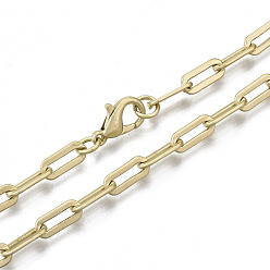 Mate Dorado Color Cadenas de clip de latón, Elaboración de collar de cadenas de cable alargadas dibujadas, con cierre de langosta, color dorado mate, 17.71 pulgada (45 cm) de largo, link: 4x10 mm, anillo de salto: 5x1 mm