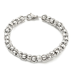 Stainless Steel Color 304 Stainless Steel Byzantine Chain Bracelet, Stainless Steel Color, 8-1/8 inch(20.5cm)