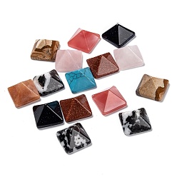 Piedra Mixta Nombre: piedras preciosas mixtas naturales y sintéticas, pirámide, 20x20x12~13 mm, longitud diagonal: 26 mm