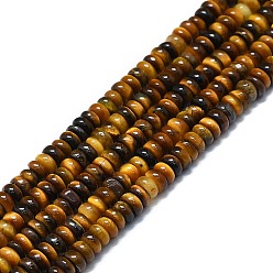 Tiger Eye Natural Tiger Eye Beads Strands, Disc, 4x1.5~2mm, Hole: 0.5mm, about 96pcs/strand, 15.55''(39.5cm)