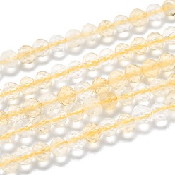 Citrine Natural Citrine Beads Strands, Faceted, Round, 3mm, Hole: 0.6mm, about 140pcs/strand, 15.35 inch(39cm)