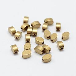 Raw(Unplated) Brass Beads, Oval, Nickel Free, Raw(Unplated), 6x4x3mm, Hole: 1.5mm