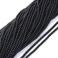 Noir Perles verre opaque brins, ronde, noir, 2.5mm, Trou: 0.7mm, Environ 177 pcs/chapelet, 14.09 pouce (35.8 cm)