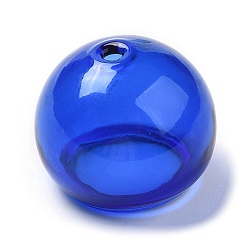 Blue Transparent Glass Bead Cone, for Wind Chimes Making, Half Round, Blue, 16x13mm, Hole: 1.4mm, Inner Diameter: 10.8mm