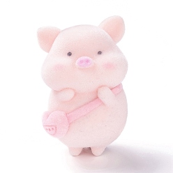 BrumosaRosa Figuritas de cerdo en miniatura de resina flocado, adorno de animales alcancía estilo mochila, para la decoración del paisaje del bonsái del jardín del escritorio del hogar, rosa brumosa, 42x26x23.5 mm