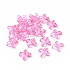 Бледно-Розовый Стеклянные бусины, для изготовления ювелирных изделий, цветок, розовый жемчуг, 9.5x9.5x3.5 мм, отверстие : 1 мм