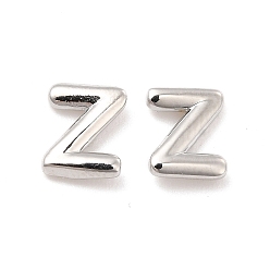 Letter Z Boucles d'oreilles en laiton évidées avec lettre initiale pour femmes, platine, sans plomb et sans cadmium, letter.z, 7x5.5x1.5mm, pin: 0.8 mm