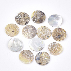 Bois Solide Pendentifs shell akoya naturel, pendentifs en nacre, plat rond, burlywood, 15x1~3mm, Trou: 1.5mm