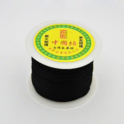 Black Round String Thread Polyester Fibre Cords, Black, 2mm, about 54.68 yards(50m)/roll