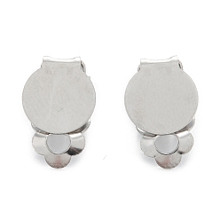 Stainless Steel Color 304 Stainless Steel Clip-on Earring Finding, Flat Round, Stainless Steel Color, 16x10x7mm, Hole: 3mm, Tray: 10mm