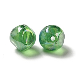 Vert Mer Perles acryliques transparentes, de couleur plaquée ab , ronde irrégulière, vert de mer, 17.5x17.5mm, Trou: 3mm, environ167 pcs / 500 g
