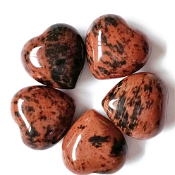 Obsidienne Acajou Pierres de guérison en obsidienne d'acajou naturel, coeur amour pierres, pierres de poche pour l'équilibrage du reiki, 15x15x10mm
