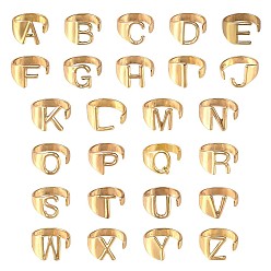 Золотой 26шт 26 стиль сплава алфавит открытые манжеты кольца, массивные женские кольца с буквой a~z, золотые, размер США 5 1/4 (15.9 мм), 1 шт / стиль
