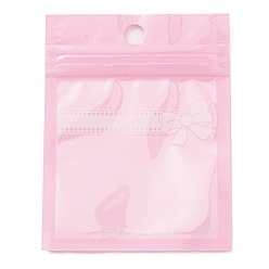 Pink Plastic Packaging Yinyang Zip Lock Bags, Bowknot Print Top Self Seal Pouches, Rectangle, Pink, 9x7x0.15cm, Unilateral Thickness: 2.5 Mil(0.065mm)