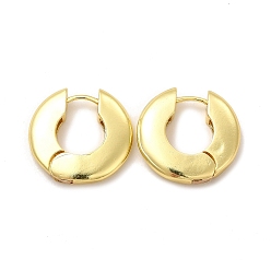 Настоящее золото 18K Серьги-кольца из латуни с реечным покрытием для женщин, без свинца и без кадмия, реальный 18 k позолоченный, 24x22x4 мм, штифты : 0.6 мм