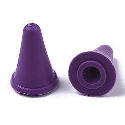 Púrpura Tapas de aguja de tejer herramientas de tejer diy plástico, tope para agujas de tejer, púrpura, 20x17 mm, agujero: 5 mm