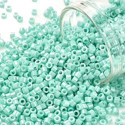 Aigue-marine Perles de rocaille cylindriques, lustre de couleurs opaques, taille uniforme, aigue-marine, 2x1.5mm, Trou: 0.8mm, environ 40000 pcs / sachet , environ 450 g /sachet 