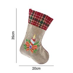 Others DIY Hanging Linen Christmas Sock Diamond Painting Kit, for Home Party Decorations, Candle Pattern, 180x180x20mm