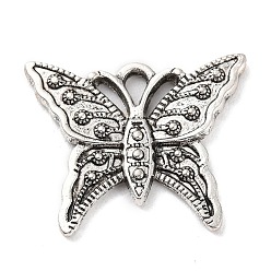 Antique Silver Tibetan Style Alloy Pendants, Butterfly, Antique Silver, 20x24.5x2.5mm, Hole: 2mm, about 196pcs/500g
