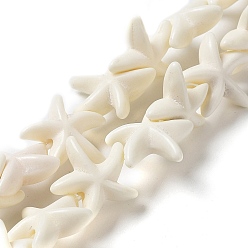 Floral White Synthetic Turquoise Dyed Beads Strands, Starfish, Floral White, 13.4~15x13.5~14.8x5.2~5.5mm, Hole: 0.6mm, about 32pcs/strand, 14.21''(36.1cm)