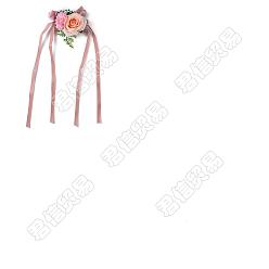 Pink Craspire 2pcs corsage de poignet en soie, avec fleur imitation plastique, pour le mariage, décorations de fête, rose, 350mm