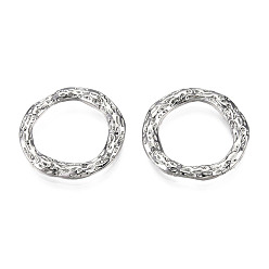 Platinum Alloy Link Rings, Cadmium Free & Nickel Free & Lead Free, Hammered Round Ring, Platinum, 22x2.5mm, Inner Diameter: 15.5mm