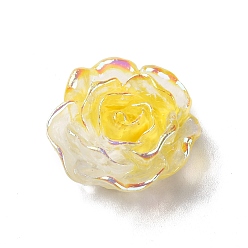 Or Cabochons de résine transparente, fleur, de couleur plaquée ab , or, 24x20x8mm
