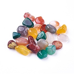 Agate Multicolore Perles d'agate multicolores naturelles, non percé / pas de trou, teint, puces, 5~19x4~10x2~7mm, environ 100 g /sachet 